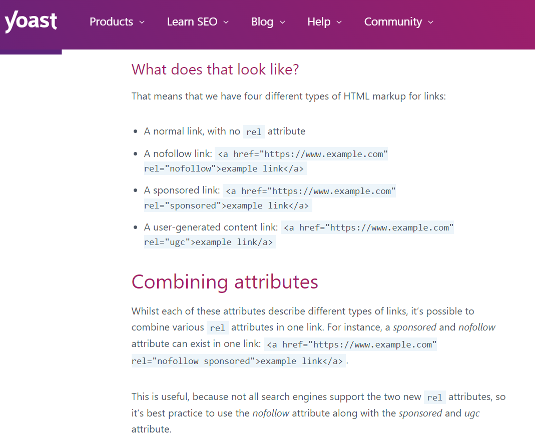 Yoast Link Attributes